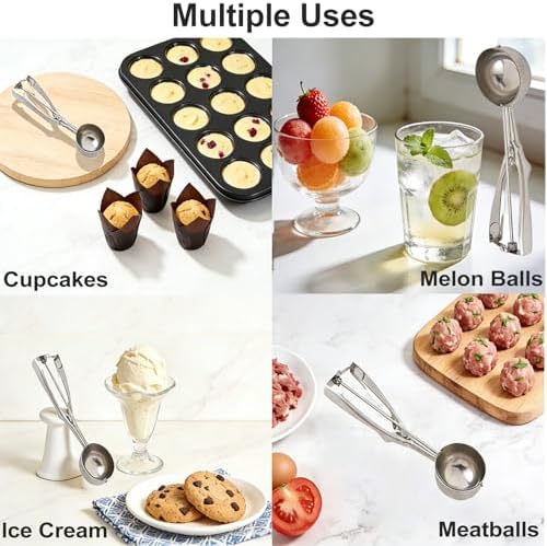 Cookie Cream Dough Scoops For Baking 18/8 Selected Stainless Surface Polishing Process Suitable For Making Exquisite Melon Ball Ice Cream Desserts #40 Biscuit Spoon With A Diameter2.36 Inches