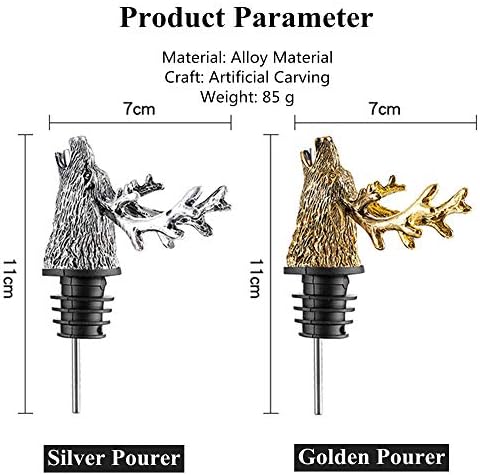 Wine Pourer Aerators, Deer Stag Head Wine Decanter Spout, Aerating Bottle Pourer, Wine Stopper Bar Accessories, Gifts for Birthday Wedding Christmas,Silver