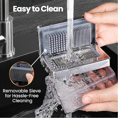 Gourmet Easy Garlic Press Chopper, 2-in-1 Slicer & Dicer, Fridge Friendly