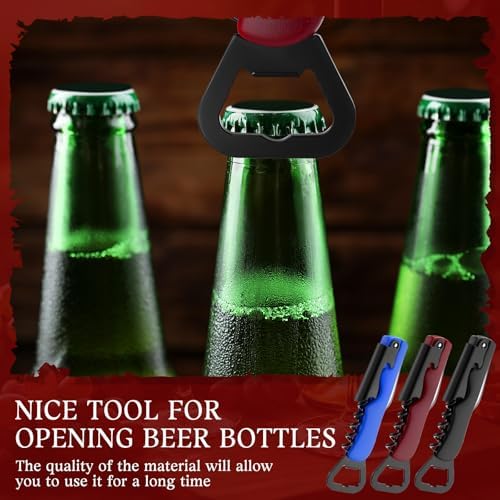 Hushee 24 Pcs Wine Opener Bulk with Foil Cutter Corkscrew Key 3 in 1 Red Bottle Opener Professional Stainless Steel Beer Corkscrew for Beverages Bartenders Summer Party (Black,Blue,Wine Red)