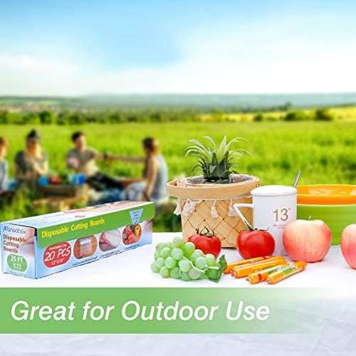 Disposable Plastic Cutting Board Large Cutting Mats for Kitchen, Outdoor Camping, BBQ, RV,Traveling,totally Food Safety With Easy Cut Slider Included,12In x 25Ft Clear