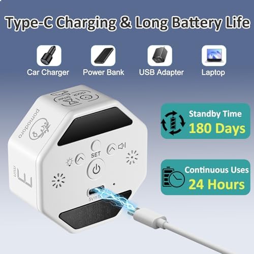 Rechargeable Pomodoro Timer, Magnetic Kitchen Timer for Cooking
