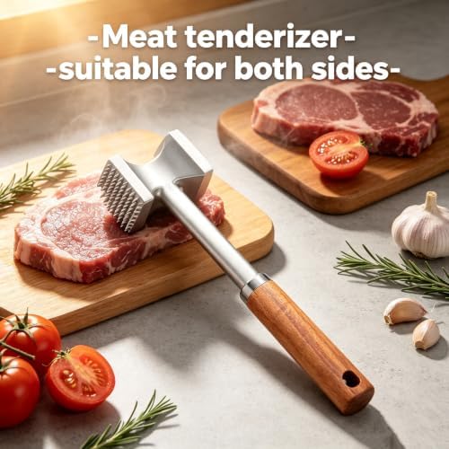Meat Tenderizer Hammer, Dual Sided Steak Mallet, Solid Aluminum