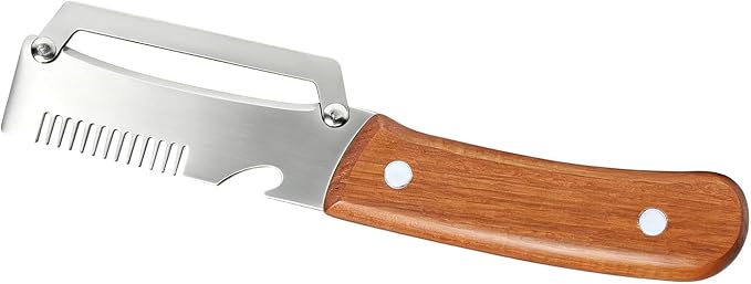 3-in-1 Multi-Function Kitchen Vegetable Peeler with Wooden Handle and Bottle Opener, Ideal for Peeling Fruits and Vegetables, Stainless Steel Blade Kitchen Tool (1 PCS)