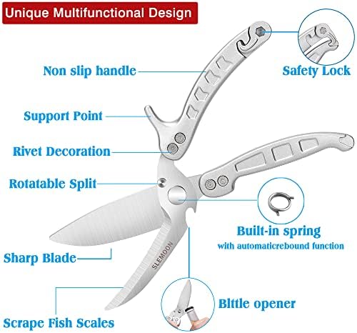 Heavy Duty Kitchen Shears,Poultry Shears with Safety Lock,Silver