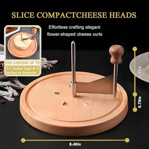 Girolle Cheese Curler, Wooden Cheese Shaver Wheel for Tete de Moine Cheese Flower Cutter, Kitchen & Home Roll Slicer Gadget (O-Shape Base)