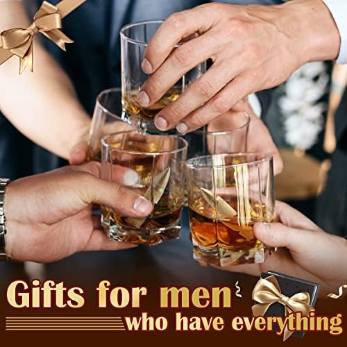 Gold Whiskey Stones Set, Mens Gifts for Him Dad Husband, Reusable Ice Cube for Drinking, Cool Burbon Scotch Cocktail Set, Anniversary Birthday Gifts Ideas for Men Christmas Stocking Stuffers
