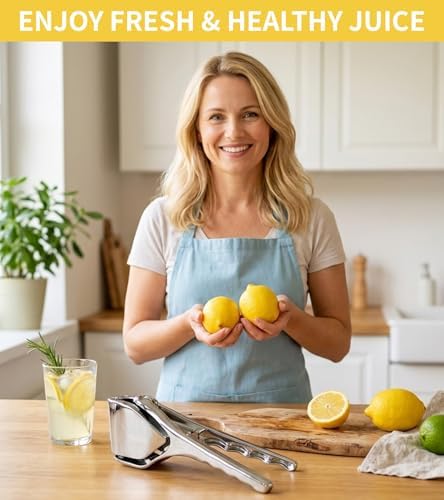Silver Manual Lemon Squeezer, Handheld Citrus Press for Lemons and Limes