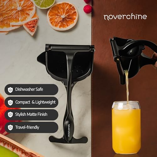 Lemon Sqeeuzer Handheld Manual Juicer - Citrus Press Squeezer for Fresh Orange, Lemon, Lime, Pomegranate Juice - Durable Heavy Duty Aluminum Alloy Lemon Squeezer in Stylish Matte Black