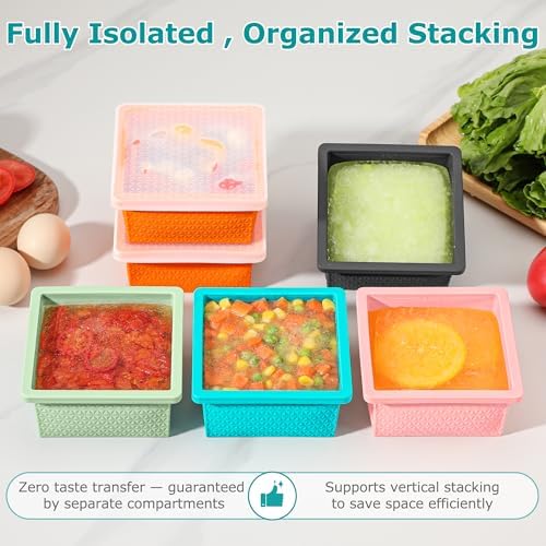 Silicone Freezer Molds for Soup Cube - 2-Cup Freezer Storage Container Tray with Lid,4 Pack Stackable Ice Cube Trays for Portion Control,Food Storage Meal Prep,Oven & Dishwasher Safe