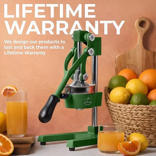 Zulay Kitchen Cast Iron Juicer - Heavy Duty Orange Juicer with Detachable Strainers for Easy Cleaning, Citrus Press for Citrus Fruits, Perfect for Bartenders, Juice Lovers & Health Enthusiasts