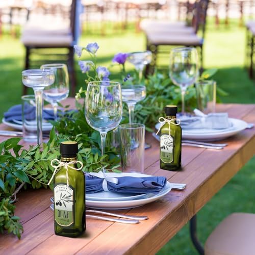 Reallnaive 20 Pcs 4oz Mini Olive Oil Bottles Bulk, Sqaure, Dark Green