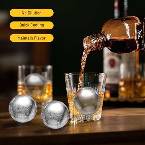Whiskey Ice Balls Set of 4 XL 55mm Balls Resuable Ice Stones
