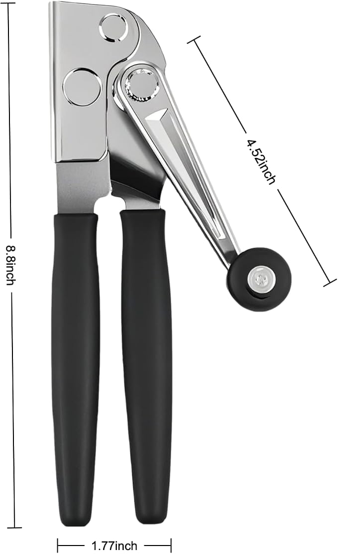 Commercial Crank Can Openers Manual, Heavy-Duty Can Opener-Ergonomic Design, Black