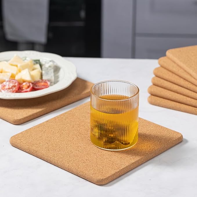 Rectangle Cork Trivets Set - 8 Pack, 12" x 7" x 0.4" Thick, Heat-Resistant Cork Hot Pads for Countertop, Table, and Kitchen, Perfect for Hot Pots and Pans