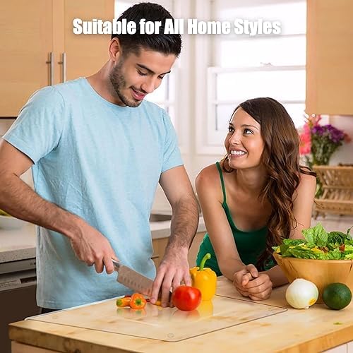 Acrylic Cutting Boards for Kitchen Counter,Clear Cutting Board for Countertop with Lip, Upgraded Thicker Non-Slip Transparent Acrylic Cutting Board for Countertop for Home (18 * 14in) (Large)
