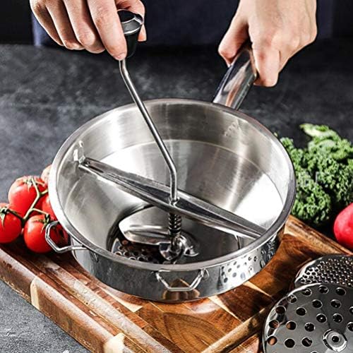 Hemoton Potato Masher Stainless Steel Stainless Steel Food Mill Potato Masher, Rotary Food Mill for Sauce, Applesauce, Puree, Mashed Potatoes, Jams - Potato Ricer Professional