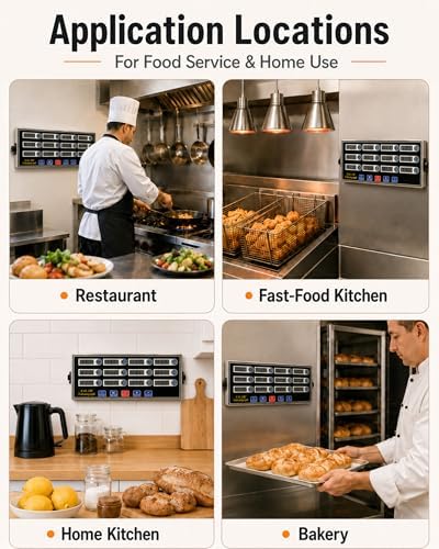 Commercial 12 Channel Digital Kitchen Timer, Calculagraph Fry Timer