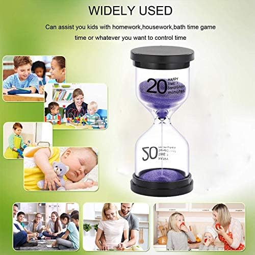 SuLiao 20 Minute Sand Timer Hourglass:Colorful Small Purple Sand Clock 20Min, Plastic Sandglass for Kids, Games, Decorative, Classroom, Kitchen, Toothbrush Timer