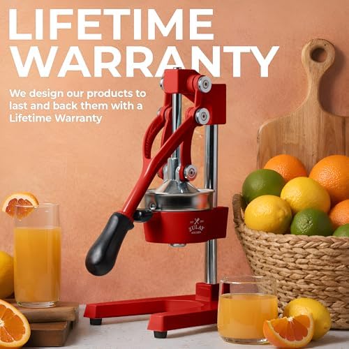 Zulay Kitchen Cast Iron Juicer - Heavy Duty Orange Juicer with Detachable Strainers for Easy Cleaning, Citrus Press for Citrus Fruits, Perfect for Bartenders, Juice Lovers & Health Enthusiasts