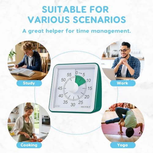 Secura Visual Timer for Kids, 60 Minute Classroom Countdown Timer for Study