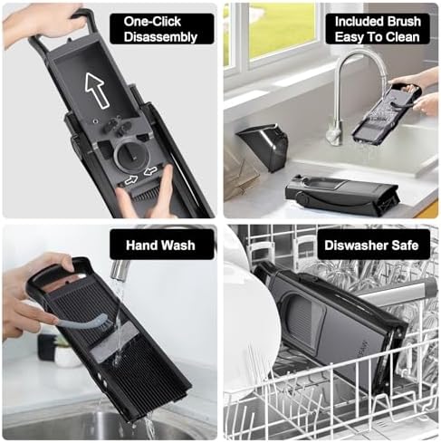 Safe Mandoline Slicer for Kitchen, 6 in 1 Vegetable Chopper, Potato Slicer