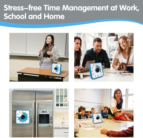 Visual Timer 7.5 inch, 60-Minute Countdown Timer for Kids Classroom Teaching Tool Office Meeting, Mechanical Countdown Clock for Exam Time Management Magnetic Kitchen Timer with Fish Pattern, Blue