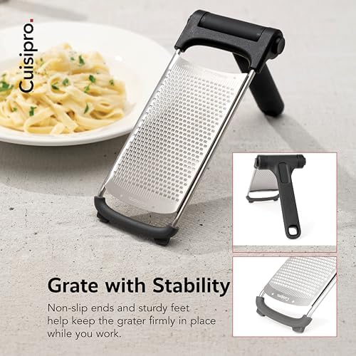 CUISIPRO Surface Glide Technology Stainless Steel Folding Handle Grater, Fine