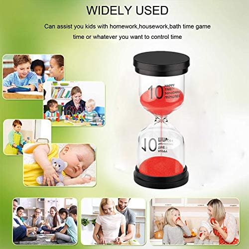 SuLiao 10 Minute Hourglass, Red Sand Clock Timer, Plastic Sand Watch 10 Min, Big Hour Glass Color Sandglass for Kids, Games, Classroom, Office, Kitchen, Decoration