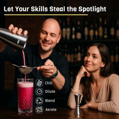 Boston Shaker Set, Professional Cocktail Shaker Set (18oz/28oz) Weighted Stainless Steel Bar Shakers for Bartending, Leakproof Bar Tools for Professional Bartender & Home Bar Mixology