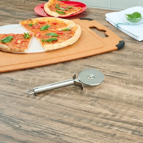 Restaurantware 7.8 Inches Stainless Steel Pizza Cutter - Stainless Steel Pizza Wheel - Ergonomic Handle, Finger Guard - For Kitchen, Silver Slicer