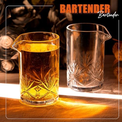 Dandat 4 Pcs 24 oz Cocktail Mixing Glass Crystal Stirring Glass for Cocktail Whiskey Mixing Glasses Bartender Pitcher for Bar Party Bartender Home Whiskey Drinking Shaker Accessory
