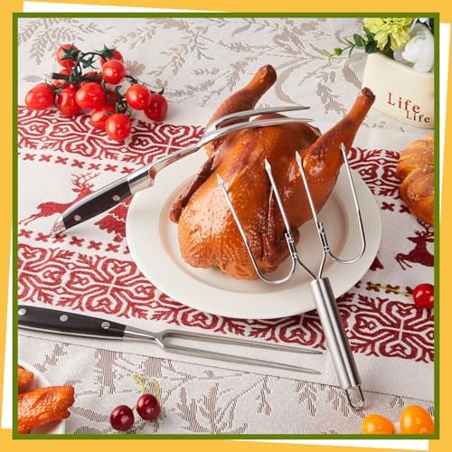 Sieral 4 Pcs Turkey Lifter Forks Meat Shredder Claws Fork Stainless Steel Turkey Fork Set Roaster Forks Meat Shredder Claws for Shredding Pulled Pork Roasted for Thanksgiving(Black,Multi-functional)