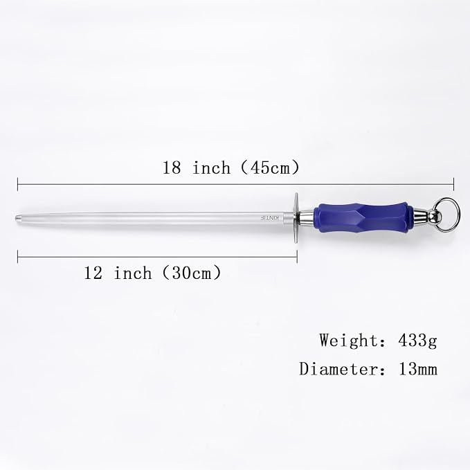 Honing Steel 12 inch Professional Knife Sharpener Honing Rod, Fine Lines, High Carbon Steel, High hardness, Flat Knife Sharpening Steel