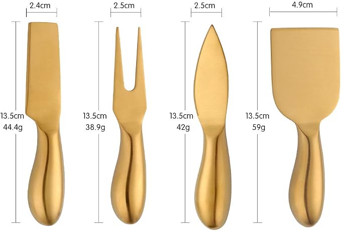 Cheese Knife Set, Stainless Steel Cheese Tool, Ergonomic Design&Easy To Use, for Birthday/Parties/Wedding/Bridal Shower/Housewarming and Anniversary (goldcase)