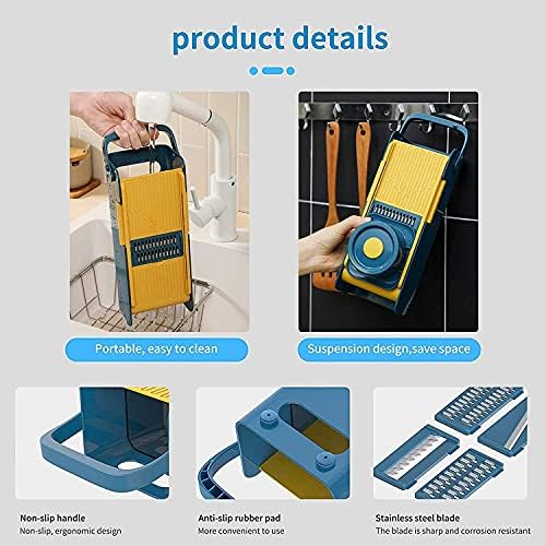 Vegetable Chopper, 2021 Upgrade Cutter Slicer 5 in 1 Onion Slicer Manual Grater Food Slicer Container Vegetable Spiralizer Fruit-Cheese-Potato Chopper-Dicer Multi Blades Kitchen