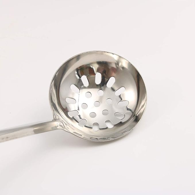 uxcell 10 Inch Kitchen Utensil Stainless Steel Mesh Strainer Slotted Ladle Spider Skimmer Colander Fry Cooking Spoon Dumpling Silver Tone 2pcs