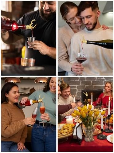 Gold Deer Head Wine Pourer, Liquor Bottle Pour Spout with Leak-Proof Rubber