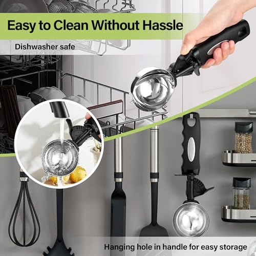 Ice Cream Scoop with Trigger, 5 Tbsp Cookie Scoop for Baking, 2.45 Oz Cookie dough Scooper, Large Ice Cream Scooper, Stainless Steel Portion Scoop, 72.7 ml