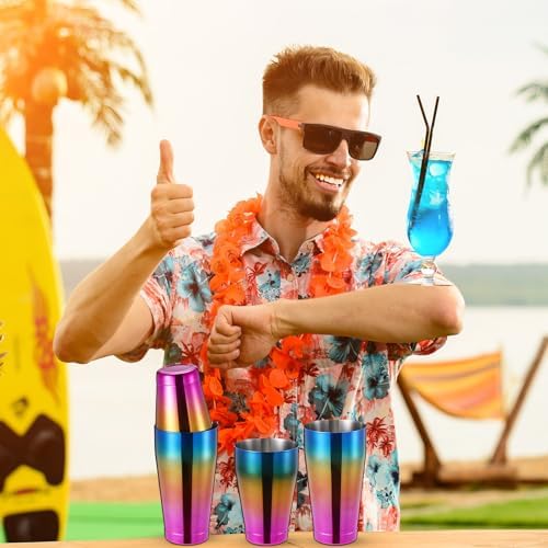 Sabary 6 Pcs Shakers Bartending Boston Cocktail Shaker, Gradient Color