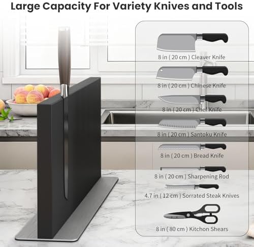 THMINS Large Magnetic Knife Block Stainless Steel Magnetic Knife Holder