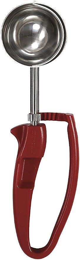 Zeroll 2024 Universal Standard Length EZ Disher Food Portion Control Scoop Designed for Right or Left Hand Use Dishwasher Safe NSF Approved, 2-Inch, Red