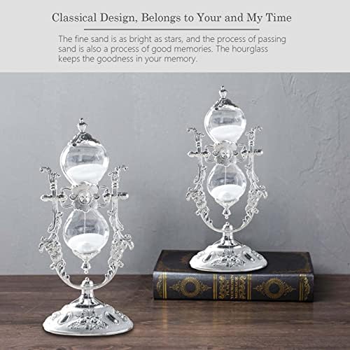 Vintage Embossed Hourglass Sand Timer Decor,8.38inch,15Min,360° Rotating