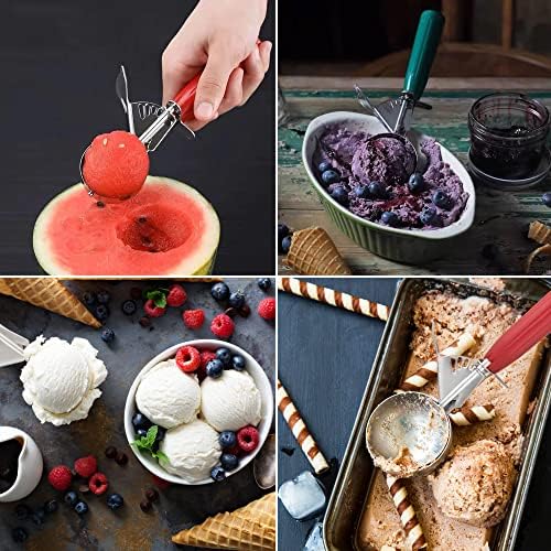 Cookie Scoop Set,Ice Cream Scoop Set,3 PCS Colorful Ice Cream Scoops with Trigger Release Include Multiple Size Large-Medium-Small Size Portion Scoop,18/8 Stainless Steel Cupcake Scoop.
