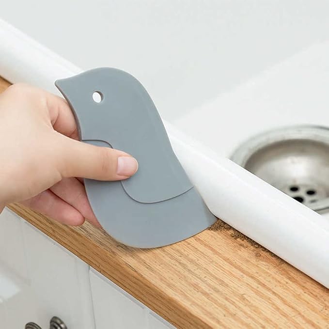 Pan Scraper Silicone Scraper, Penguin Shape Kitchen Tool Oil Plate Multifunction Scraper Bowl Scraper For Kitchen Pans, Bowls Baking Washing, Grey+Pink