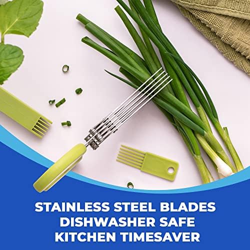 Jenaluca 5-Blade Herb Scissors, Stainless Steel Kitchen Shears, Green