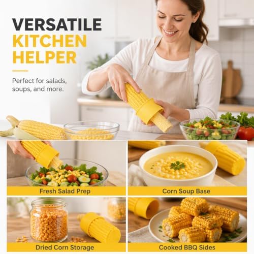 Corn Peeler, 2027 New Corn On the Cob Stripper Tool (Yellow+Blue)