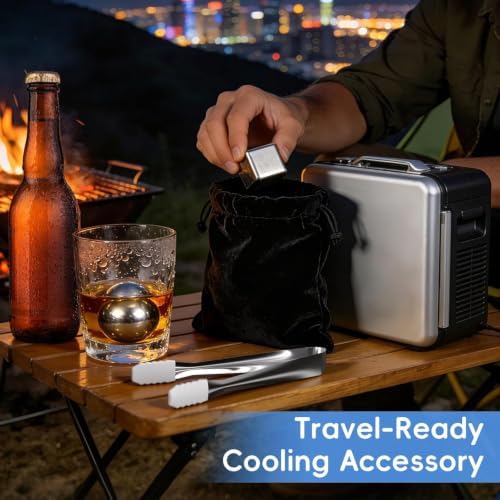 Whiskey Stones Set - Reusable Metal Ice Cubes for Drinks Ice Balls