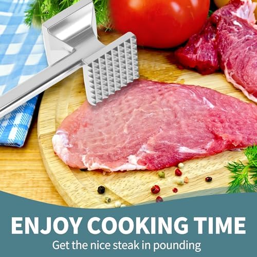 VOCOSTE Meat Tenderizer Mallet, Aluminum Alloy Kitchen Double-sided Meat Pounder Flattened, Meat Mallet Hammer, Steak Chicken Beef Tenderizer Tool