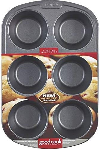 GoodCook Everyday Nonstick Steel Jumbo Texas Muffin Pan, 6-cup, Gray (Pack of 12)